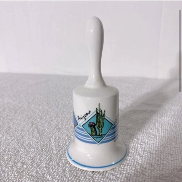 Vintage White  Blue Arizona Ceramic Souvenir Bell - Picture 3 of 14